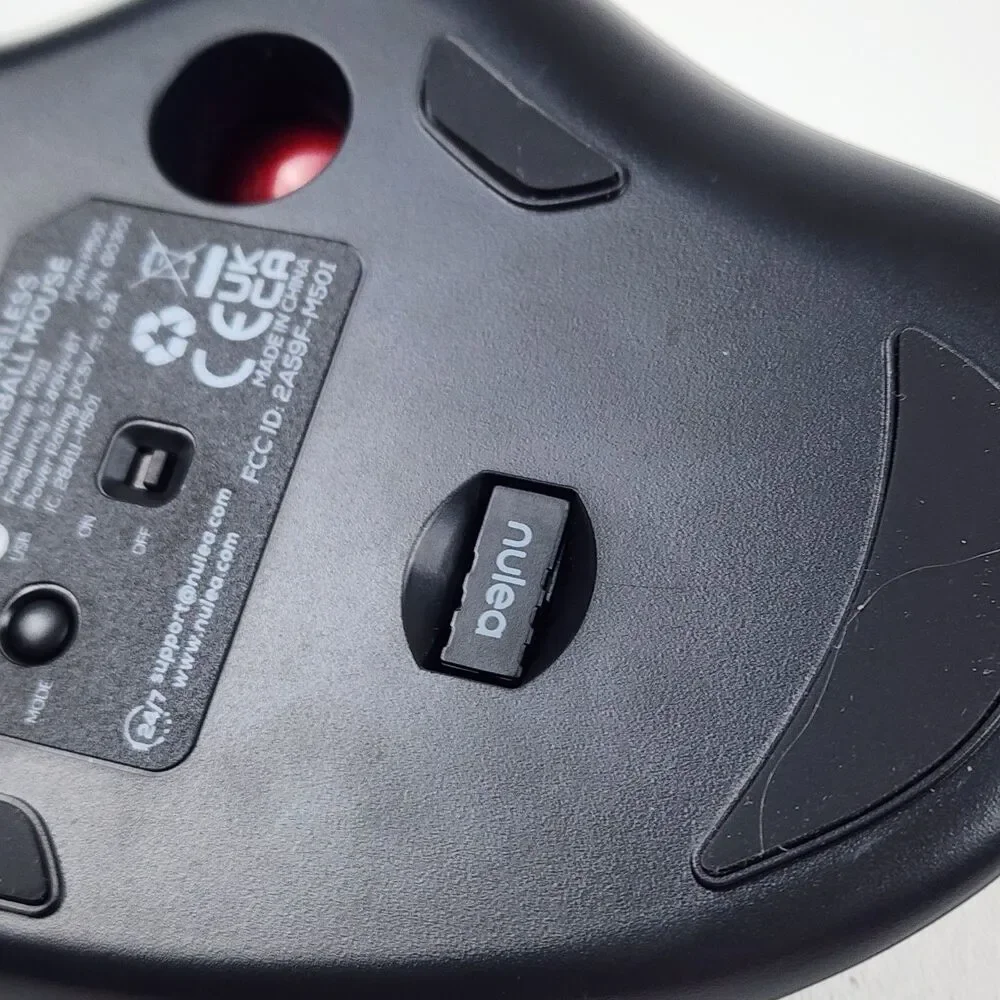 Nulea M511 Wireless Trackball Mouse Rechargeable Bluetooth USB Ergonomic Red